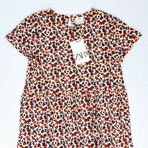 NWT ZARA KIDS TIERED FLORAL DRESS - SIZE 11 12 - SHORT SLEEVE